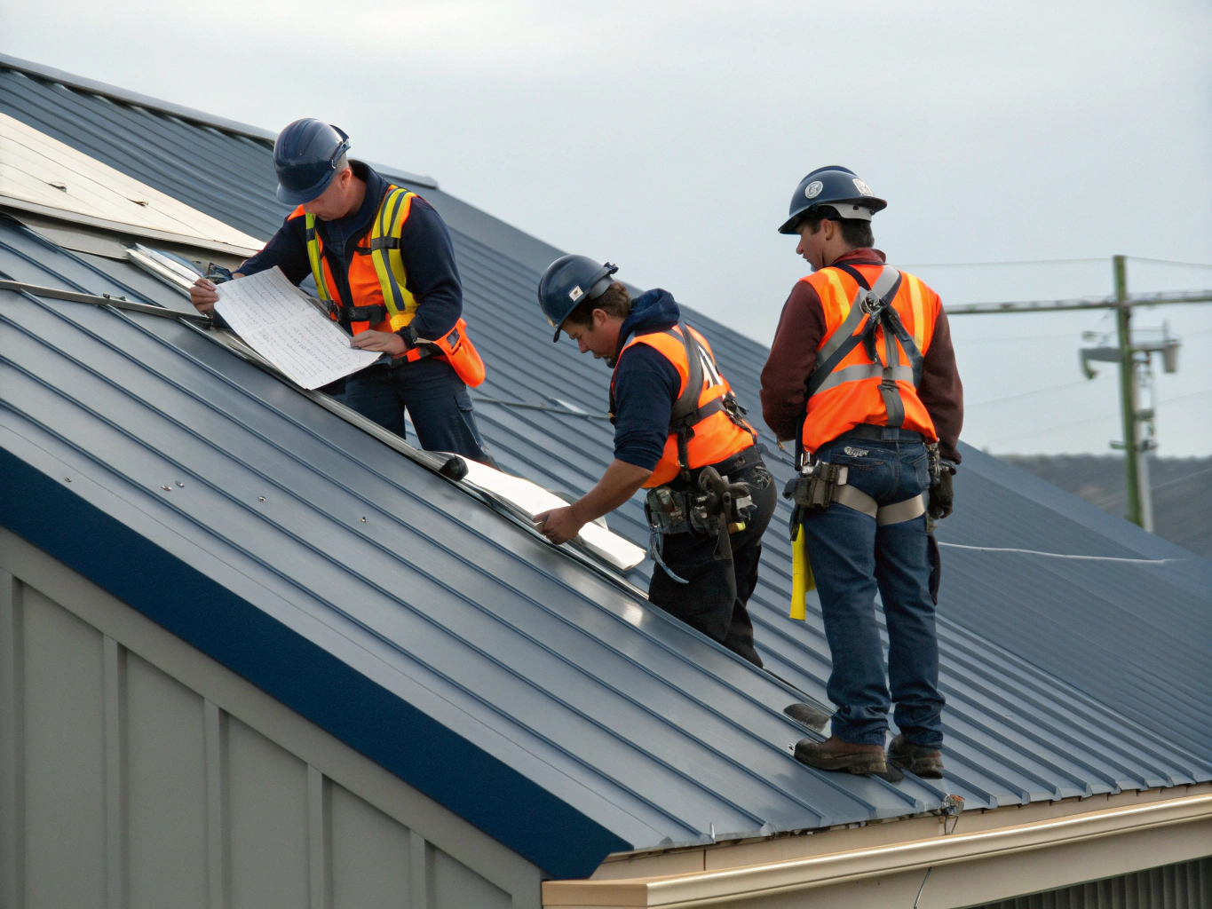 RM Roofing founding team on a construction site